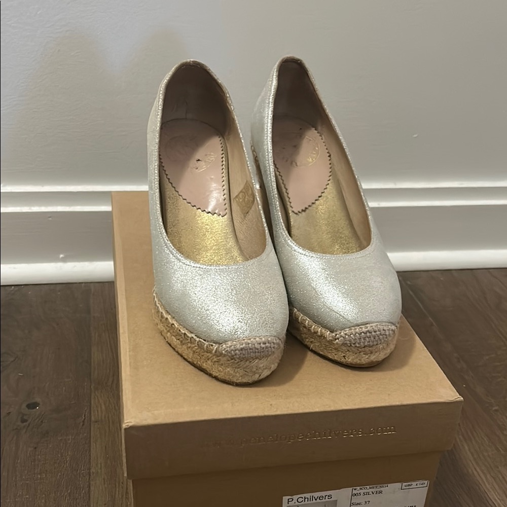 Penelope Chilvers Silver and Gold Espadrilles Metallic Finish